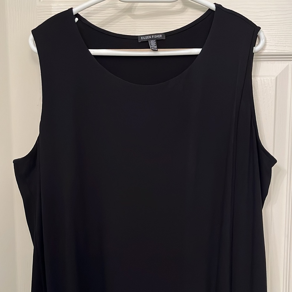 Eileen Fisher Sleeveless Crossover Jersey Dress Size XL Classic Comfort Casual - Picture 2 of 11